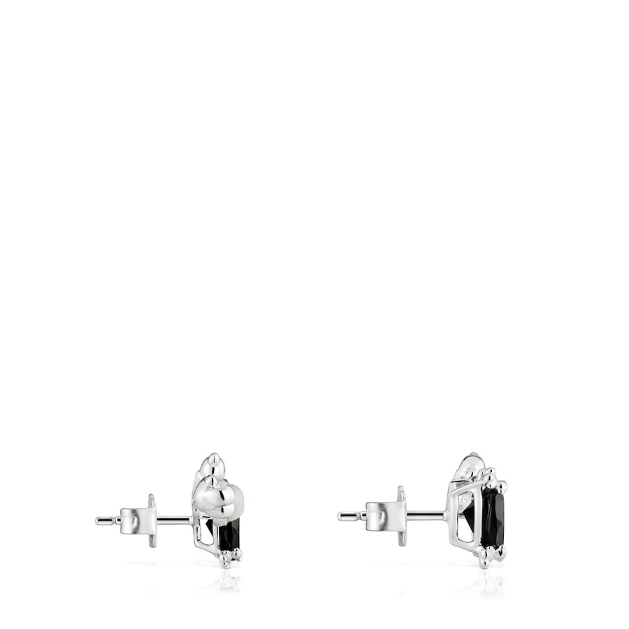 orecchini climber silver color pills con orso e con onice e madreperla