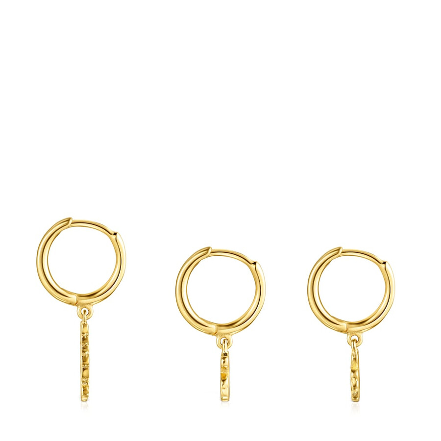 set di orecchini a cerchio tous good vibes in argento vermeil