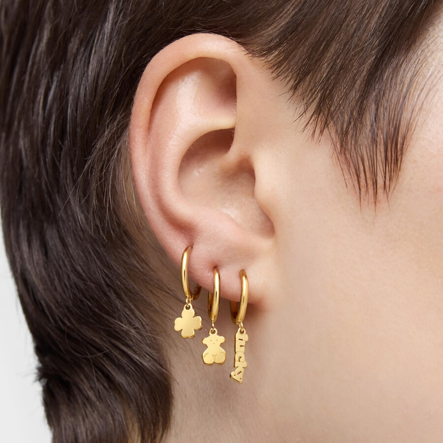 set di orecchini a cerchio tous good vibes in argento vermeil
