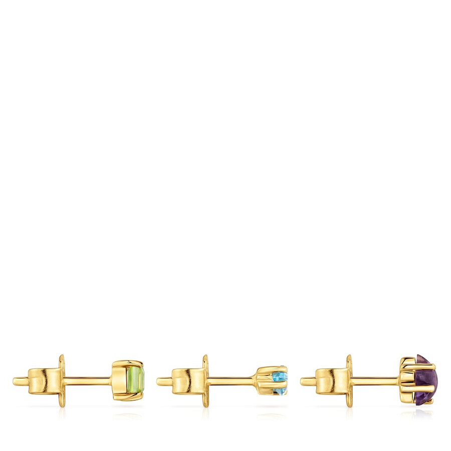 confezione di piccoli orecchini con placcatura in oro 18kt su argento e pietre preziose sugar party