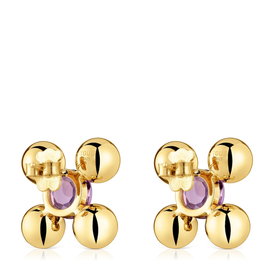 orecchini corti con placcatura in oro 18kt su argento ametista e peridoto sugar party