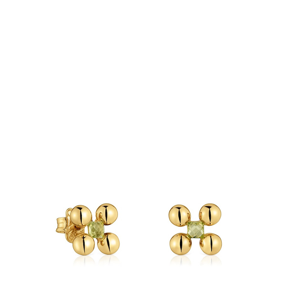 orecchini corti con placcatura in oro 18kt su argento e peridoto sugar party