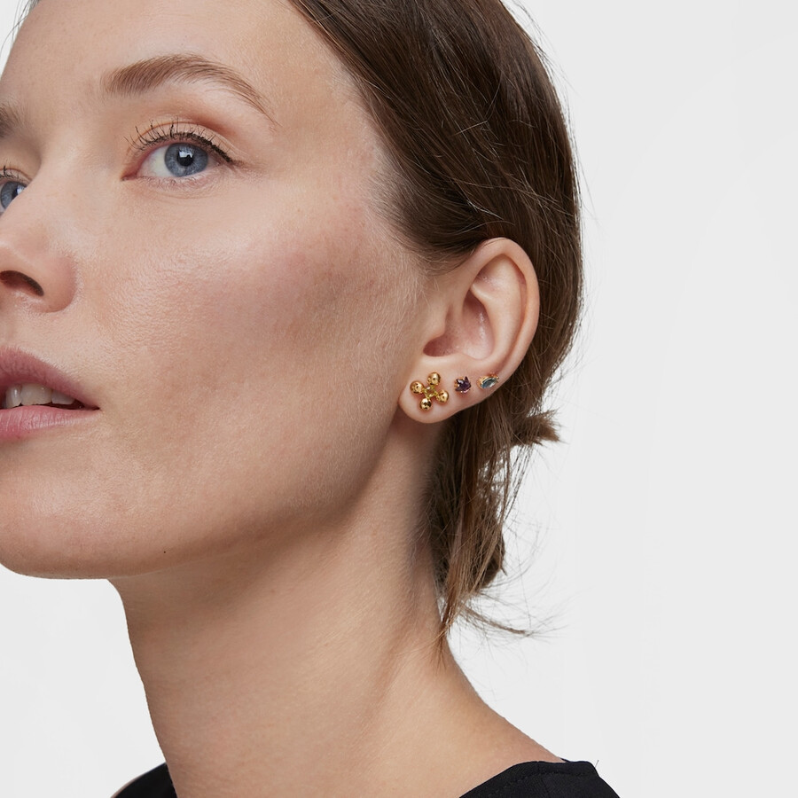 orecchini corti con placcatura in oro 18kt su argento e peridoto sugar party