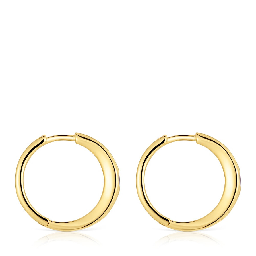 orecchini a cerchio corti con placcatura in oro 18kt su argento e ametista tous basic colors