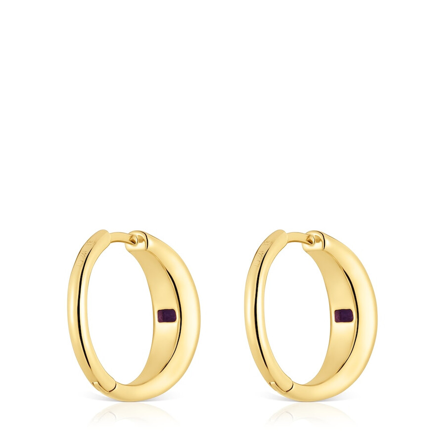 orecchini a cerchio corti con placcatura in oro 18kt su argento e ametista tous basic colors