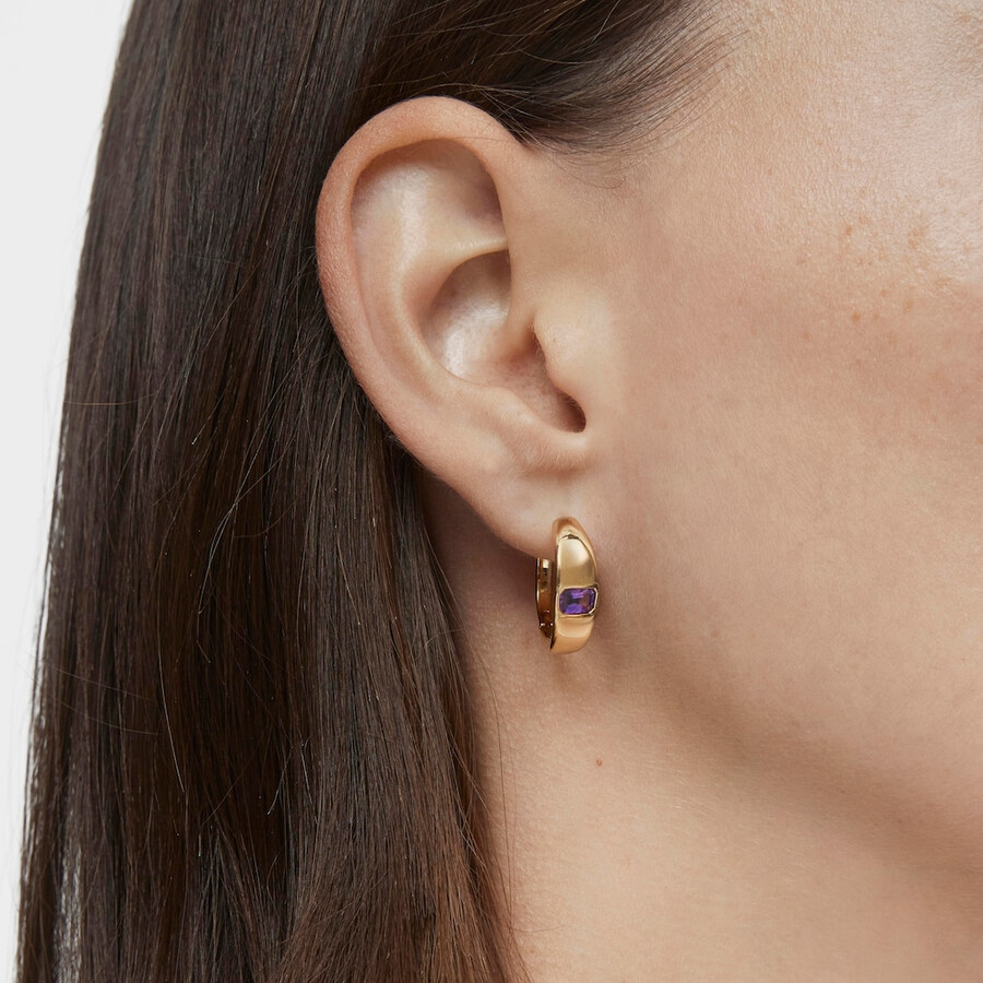 orecchini a cerchio corti con placcatura in oro 18kt su argento e ametista tous basic colors