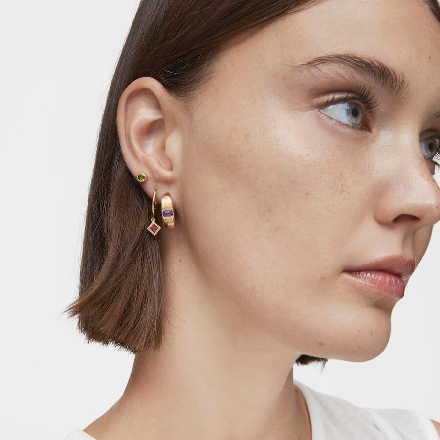 orecchini a cerchio corti con placcatura in oro 18kt su argento e ametista tous basic colors