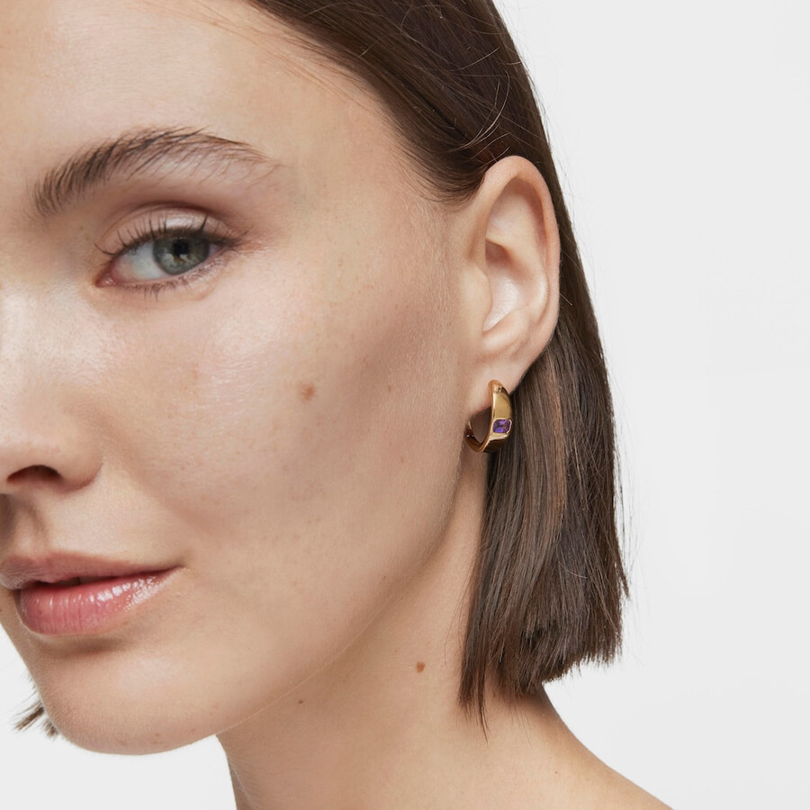 orecchini a cerchio corti con placcatura in oro 18kt su argento e ametista tous basic colors