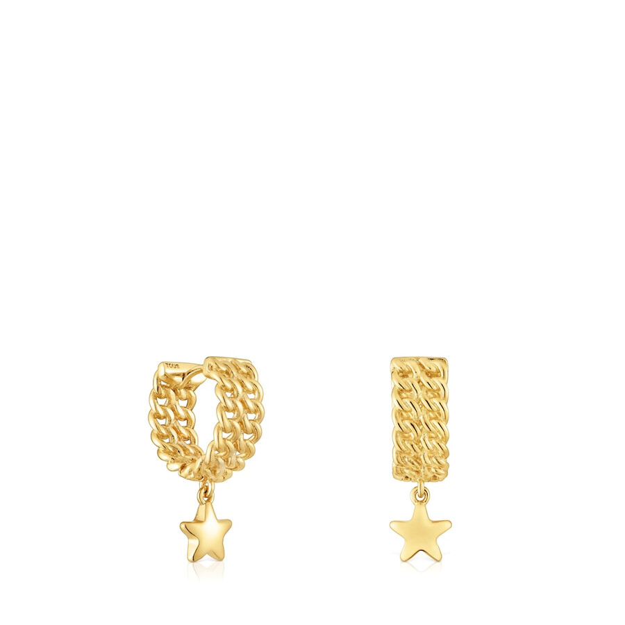 orecchini a cerchio corti con placcatura in oro 18kt su argento e motivo a stella bold motif