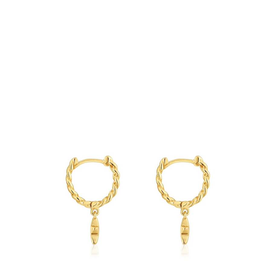 orecchini a cerchio corti con placcatura in oro 18kt su argento e motivo a stella bold motif