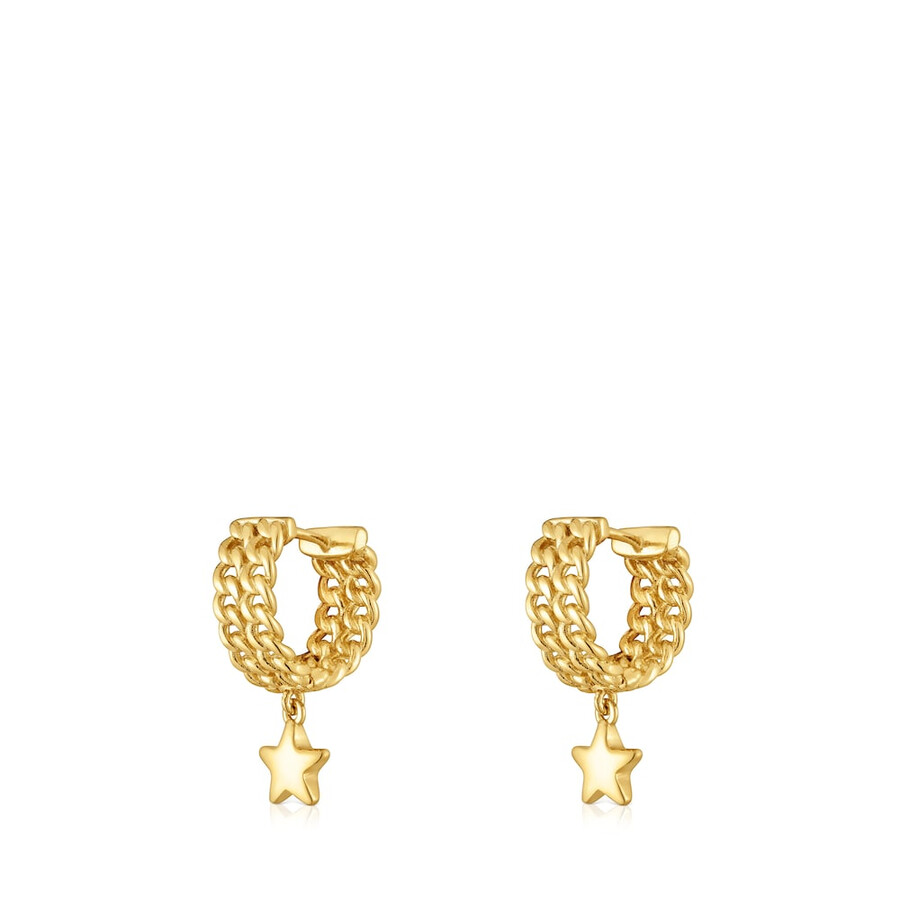 orecchini a cerchio corti con placcatura in oro 18kt su argento e motivo a stella bold motif