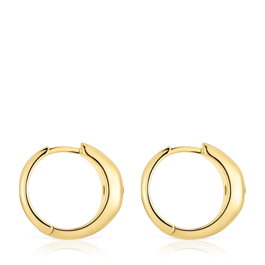 orecchini a cerchio corti con placcatura in oro 18kt su argento e cromo diopside tous basic colors