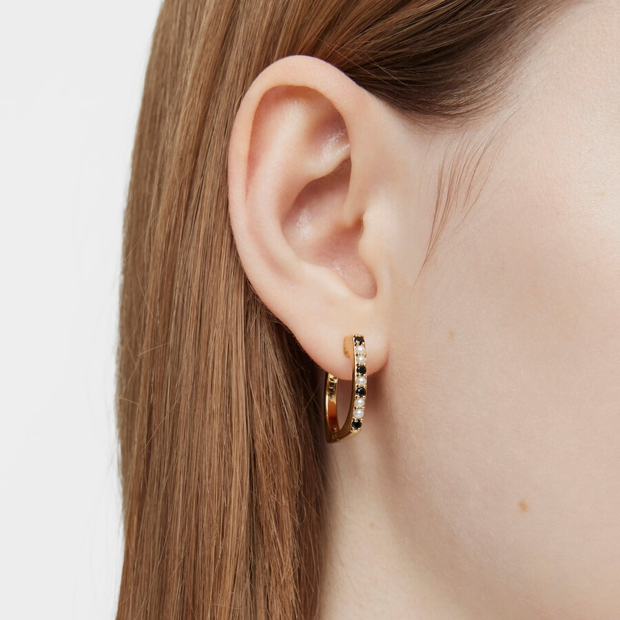 orecchini a cerchio corti con placcatura in oro 18kt su argento e pietre preziose tous basic colors