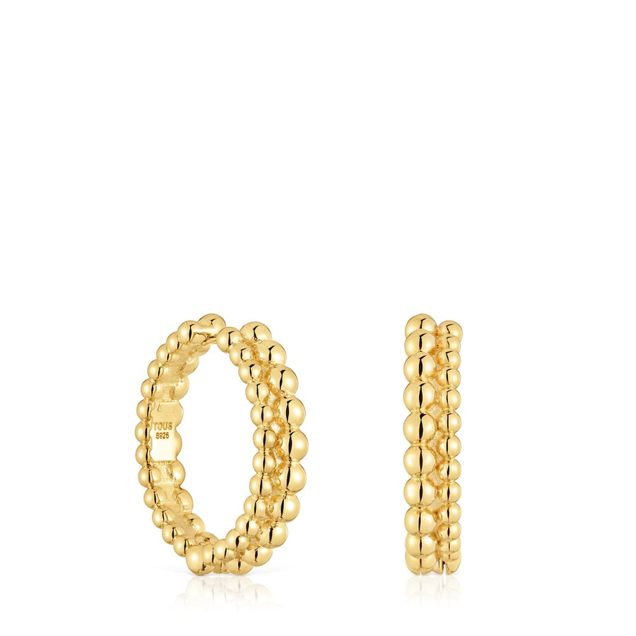 orecchini a doppio cerchio con placcatura in oro 18kt su argento lucido