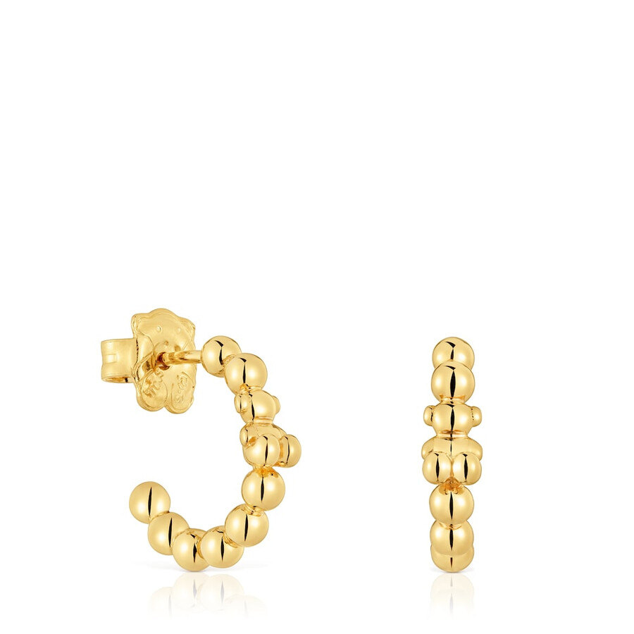 orecchini a cerchio con placcatura in oro 18kt su argento e motivo orso gloss