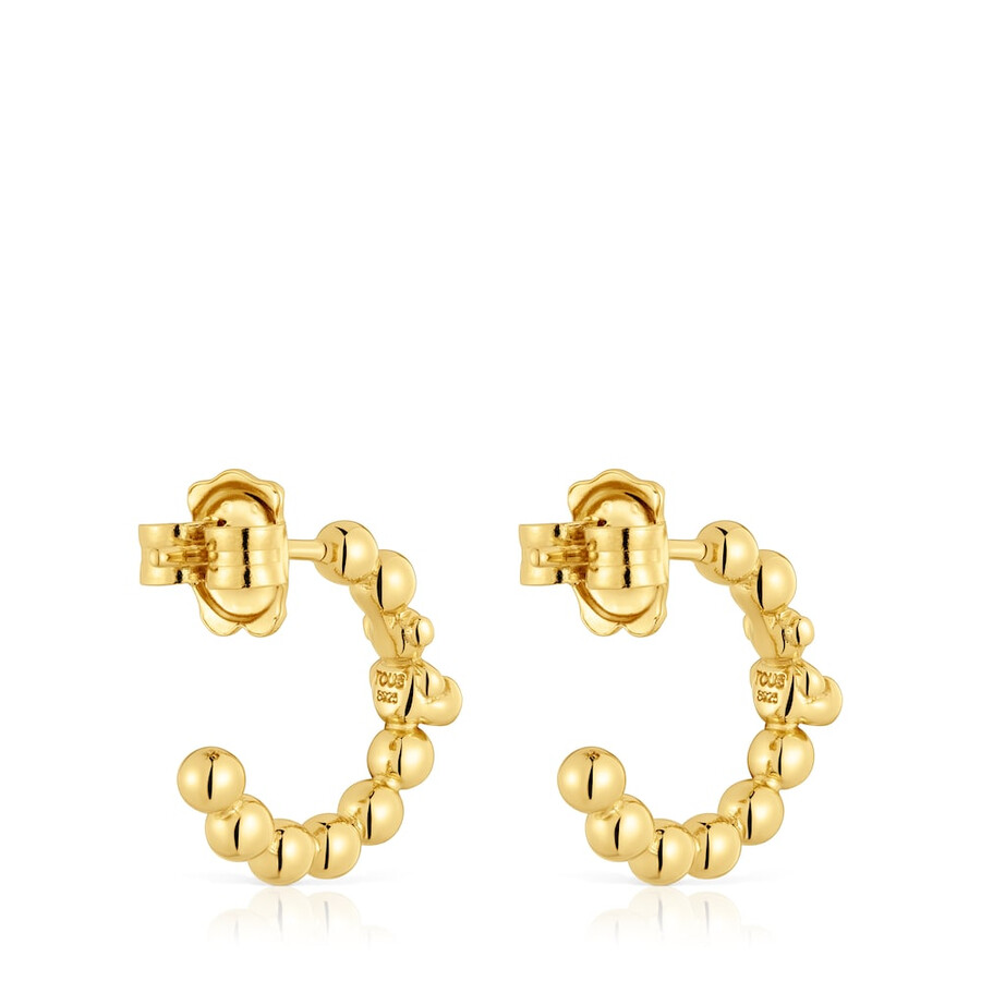 orecchini a cerchio con placcatura in oro 18kt su argento e motivo orso gloss