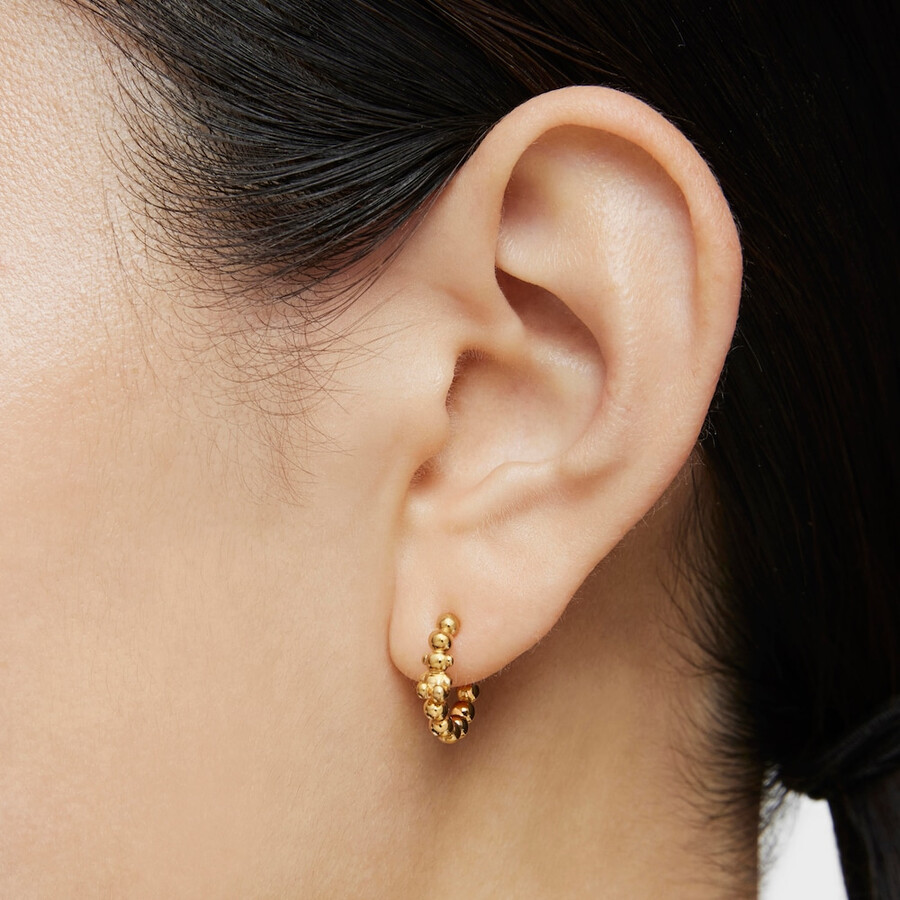 orecchini a cerchio con placcatura in oro 18kt su argento e motivo orso gloss