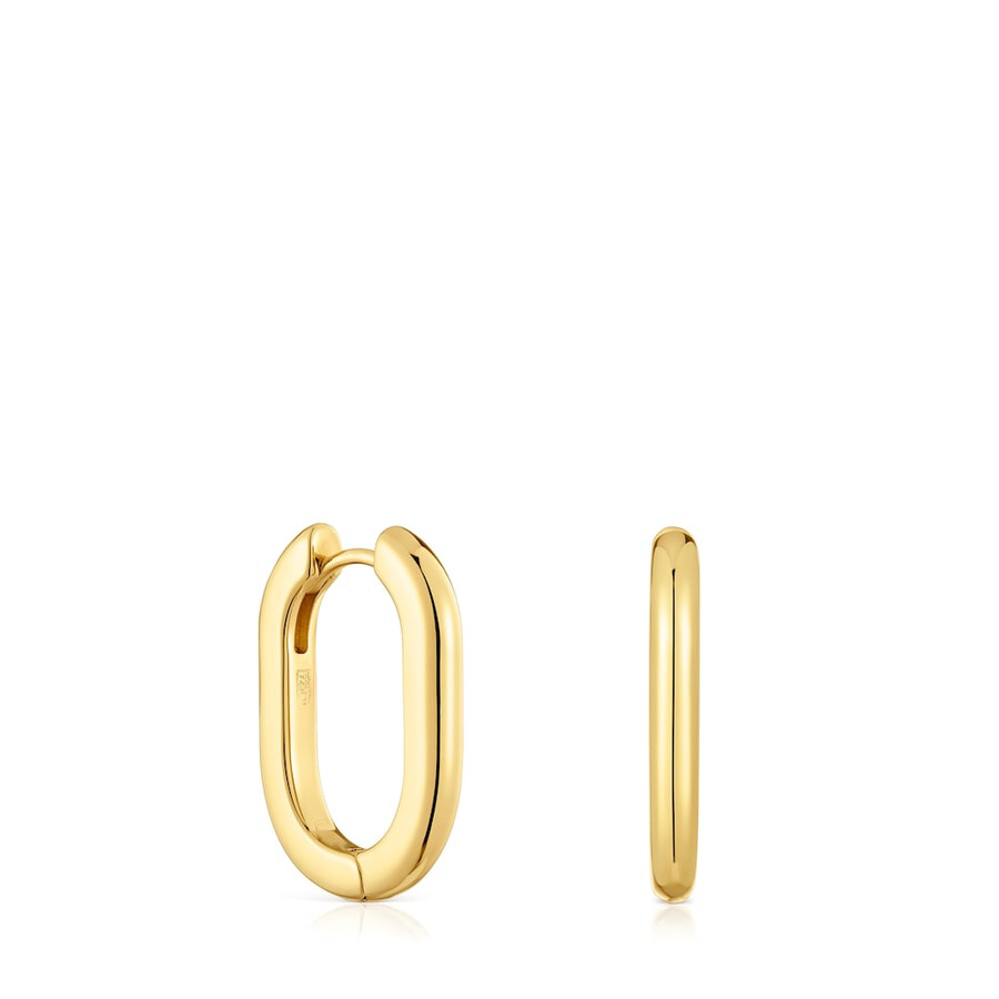 orecchini a cerchio lunghi da 22 mm con placcatura in oro 18kt su argento tous basics