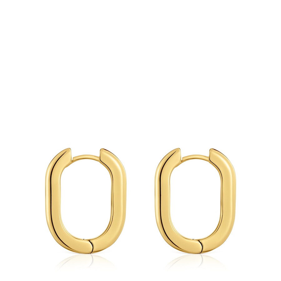 orecchini a cerchio lunghi da 22 mm con placcatura in oro 18kt su argento tous basics
