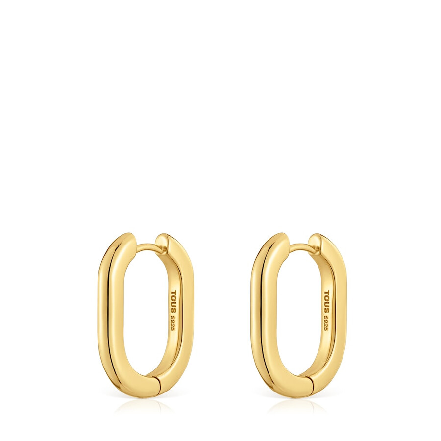 orecchini a cerchio lunghi da 22 mm con placcatura in oro 18kt su argento tous basics