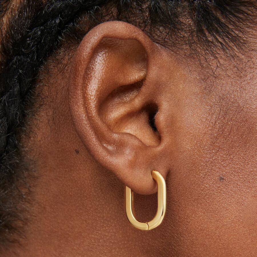 orecchini a cerchio lunghi da 22 mm con placcatura in oro 18kt su argento tous basics