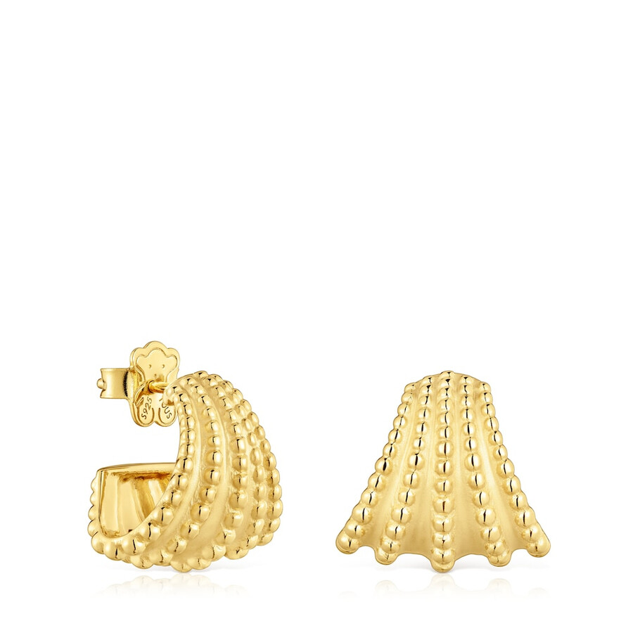 orecchini a cerchio corti con placcatura in oro 18kt su argento tous grain