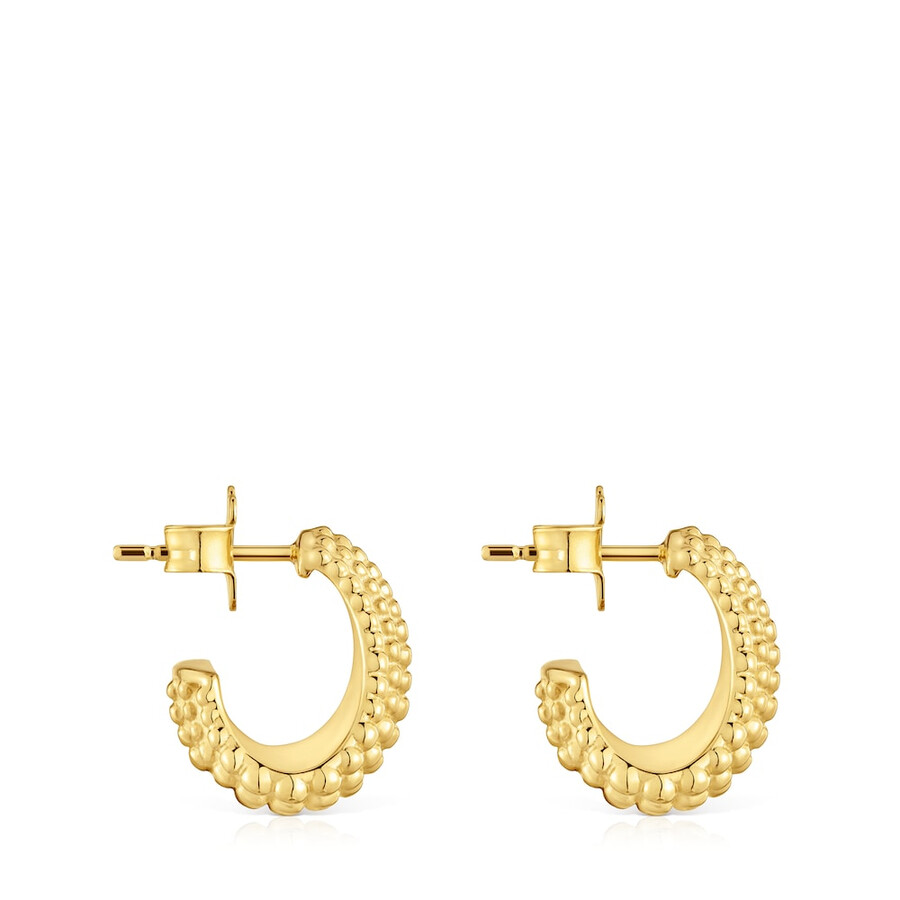 orecchini a cerchio corti con placcatura in oro 18kt su argento tous grain