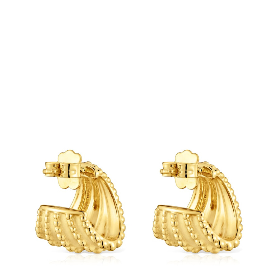 orecchini a cerchio corti con placcatura in oro 18kt su argento tous grain