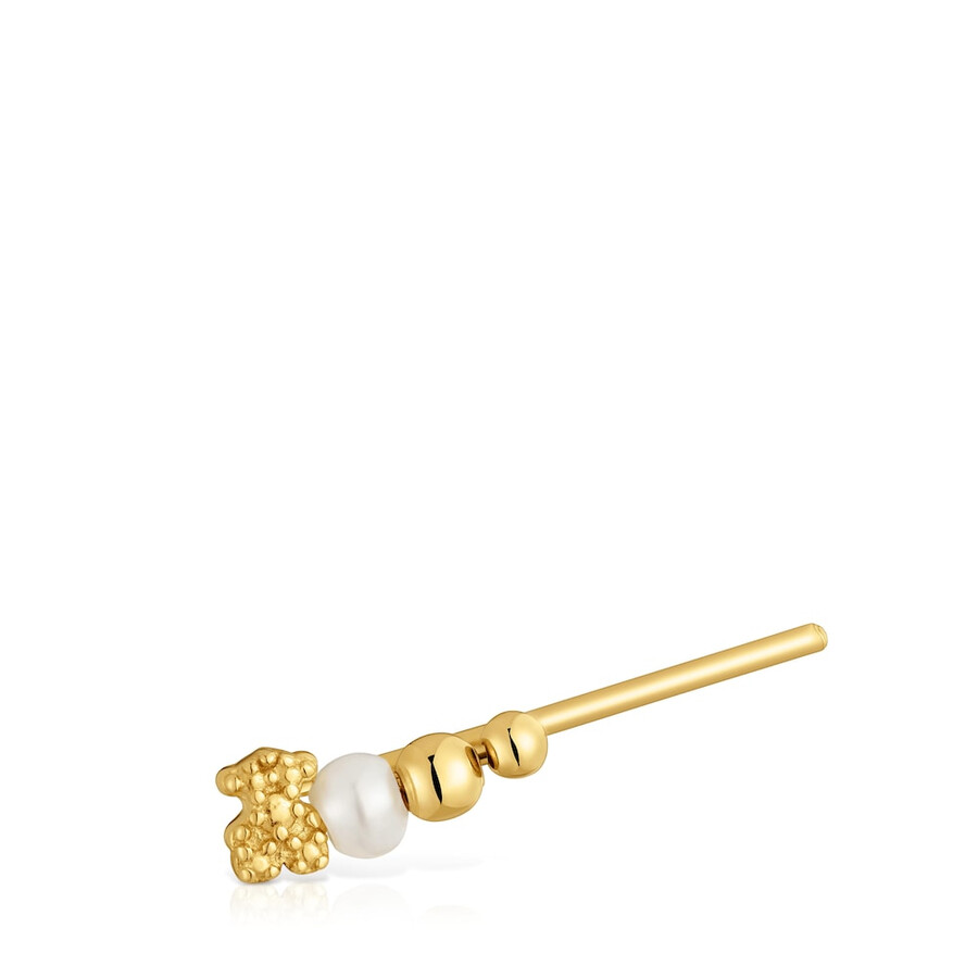 orecchino climber con placcatura in oro 18kt su argento e perla coltivata tous grain
