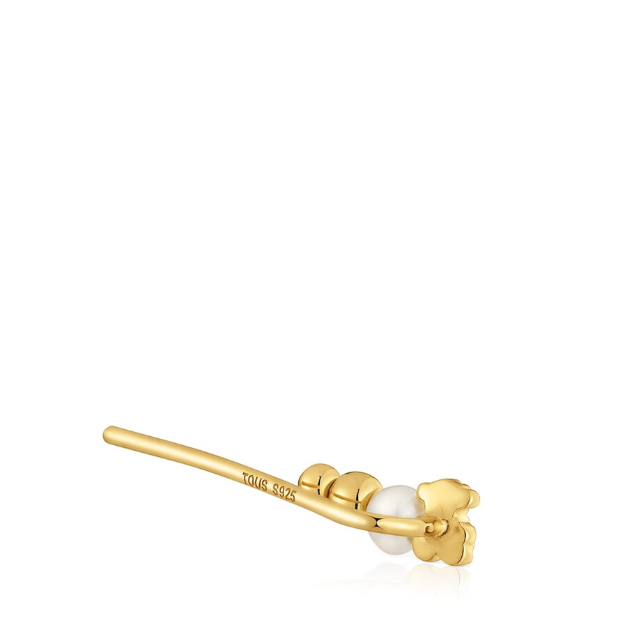 orecchino climber con placcatura in oro 18kt su argento e perla coltivata tous grain