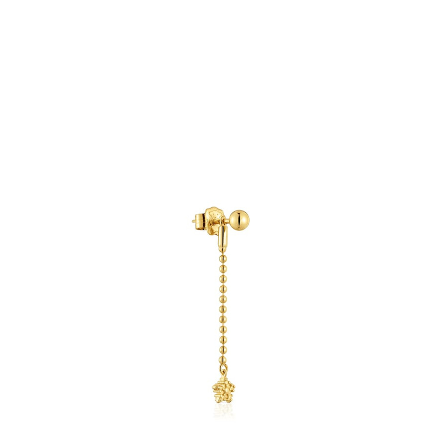 orecchino lungo individuale con placcatura in oro 18kt su argento tous grain