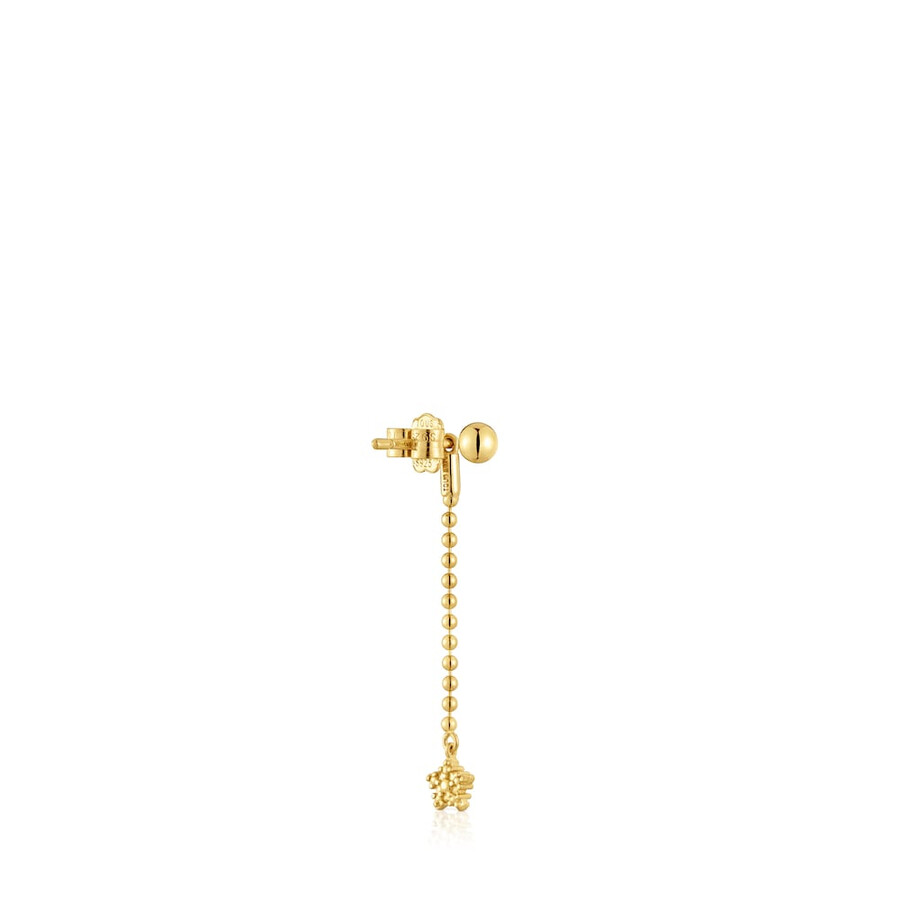 orecchino lungo individuale con placcatura in oro 18kt su argento tous grain
