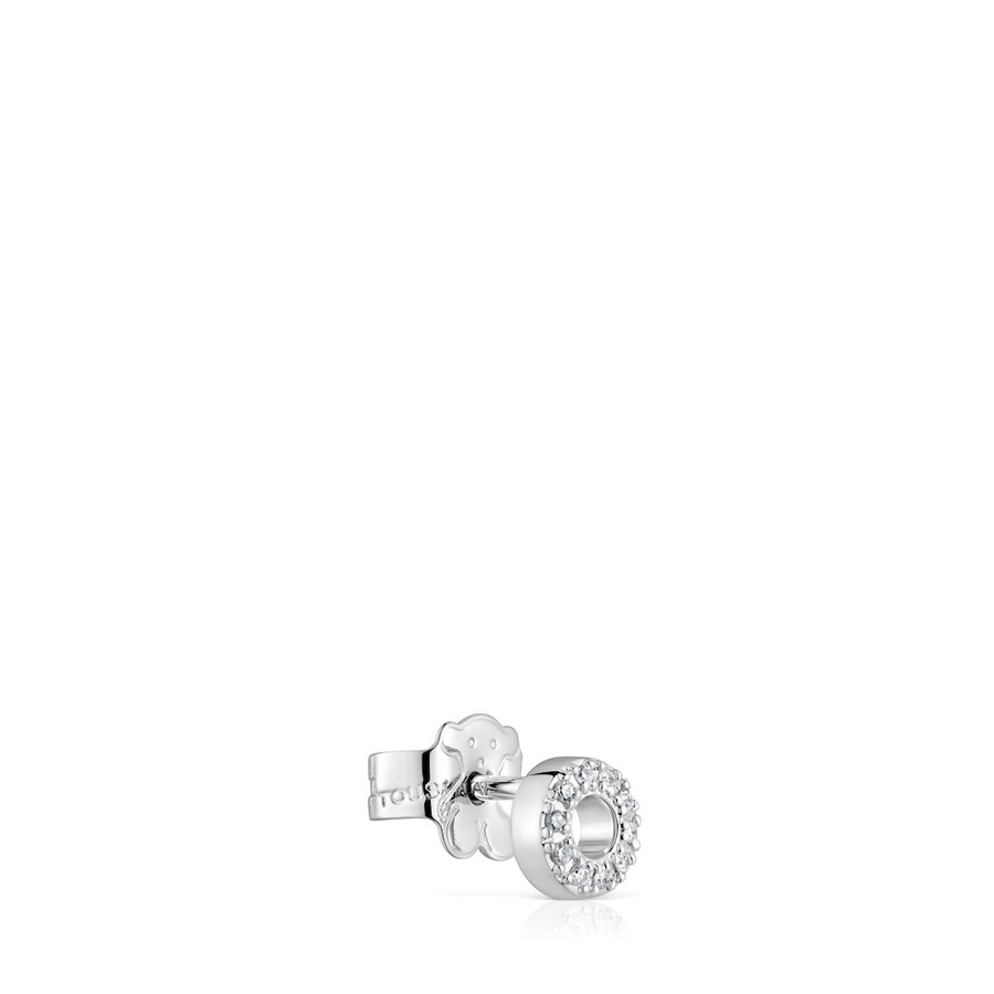 orecchino singolo piccolo cerchio in oro bianco con diamanti tous grain