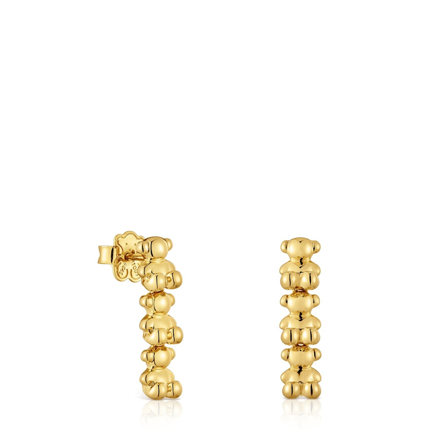 orecchini lunghi placcati in oro 18kt su argento con motivi a forma di orso bold bear