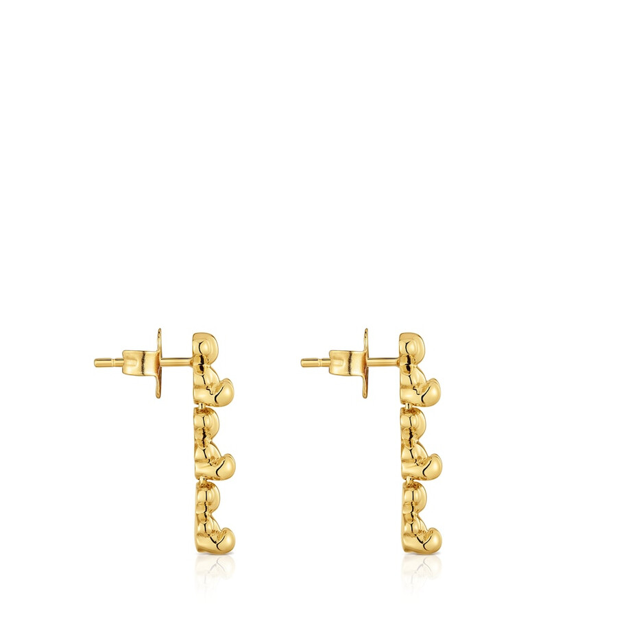orecchini lunghi placcati in oro 18kt su argento con motivi a forma di orso bold bear