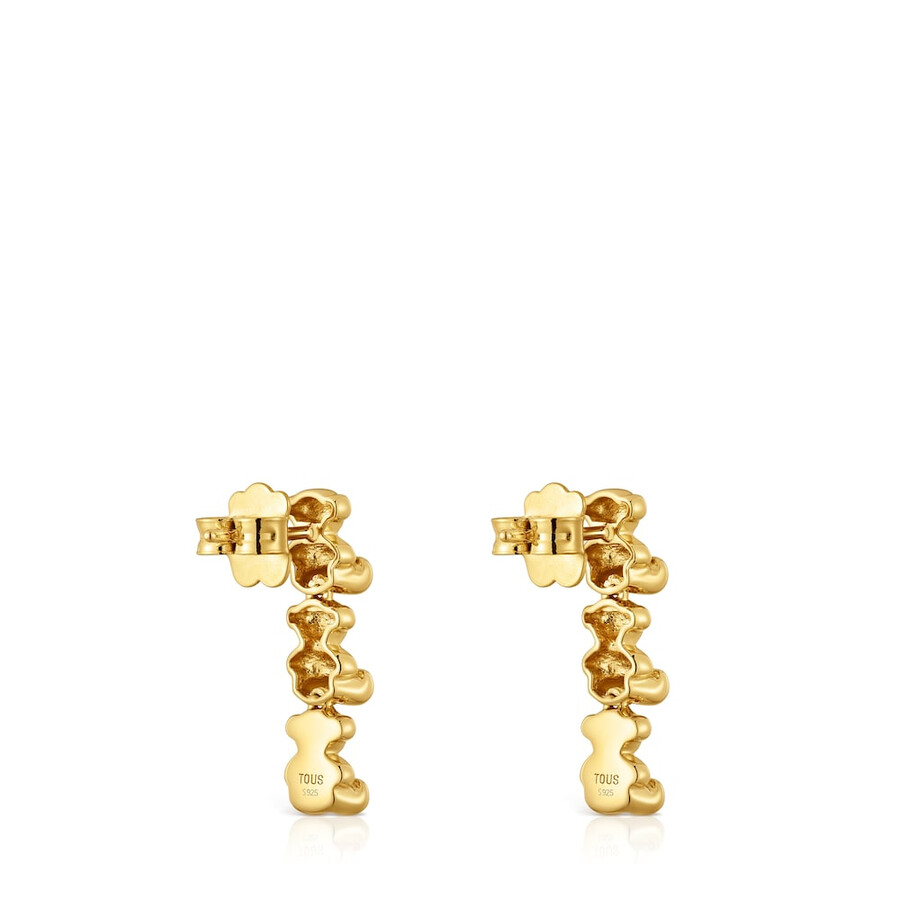 orecchini lunghi placcati in oro 18kt su argento con motivi a forma di orso bold bear