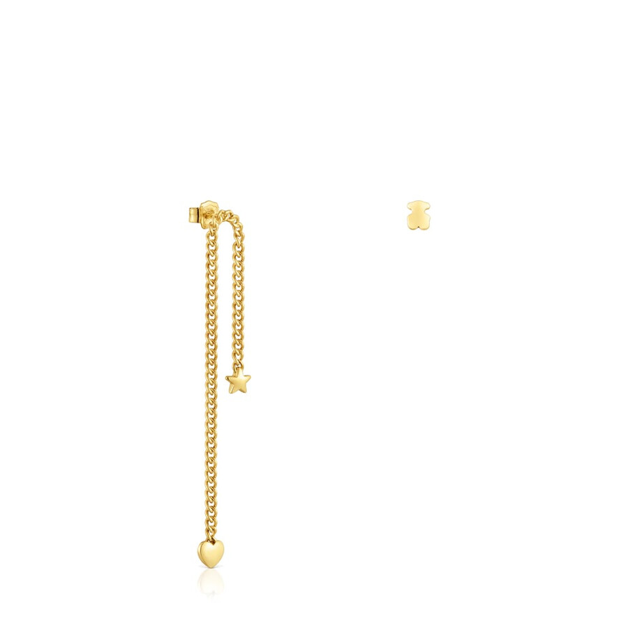 orecchini lunghicorti placcati in oro 18kt su argento con motivo audace