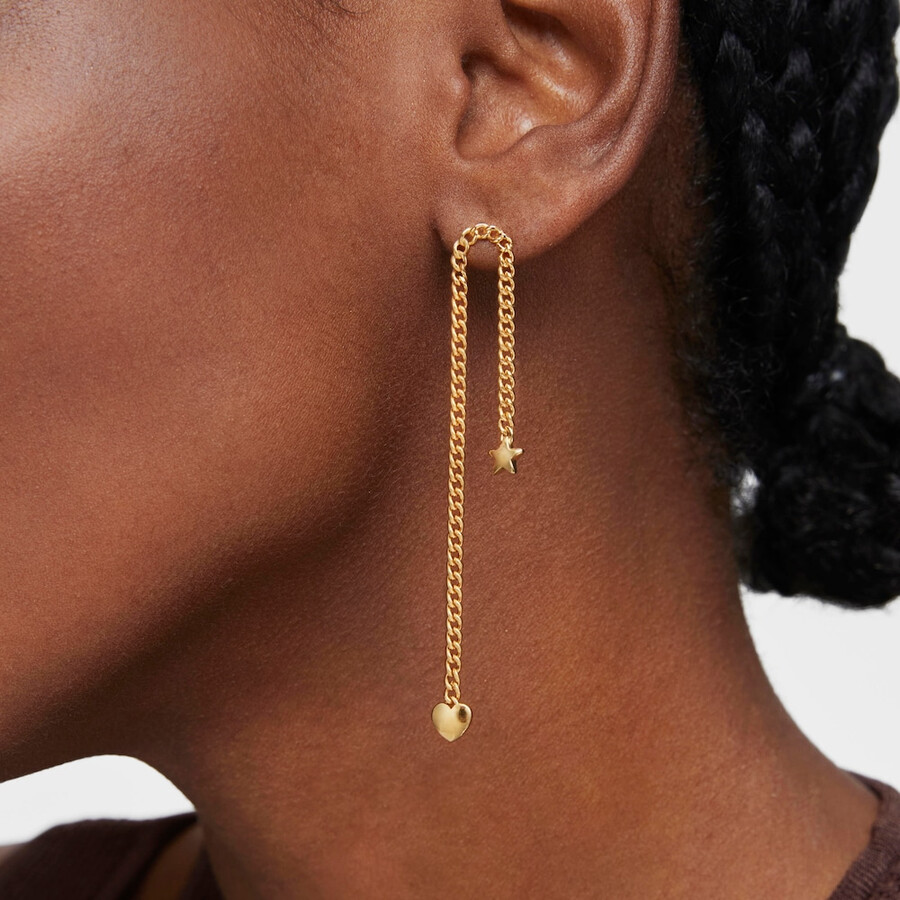 orecchini lunghicorti placcati in oro 18kt su argento con motivo audace