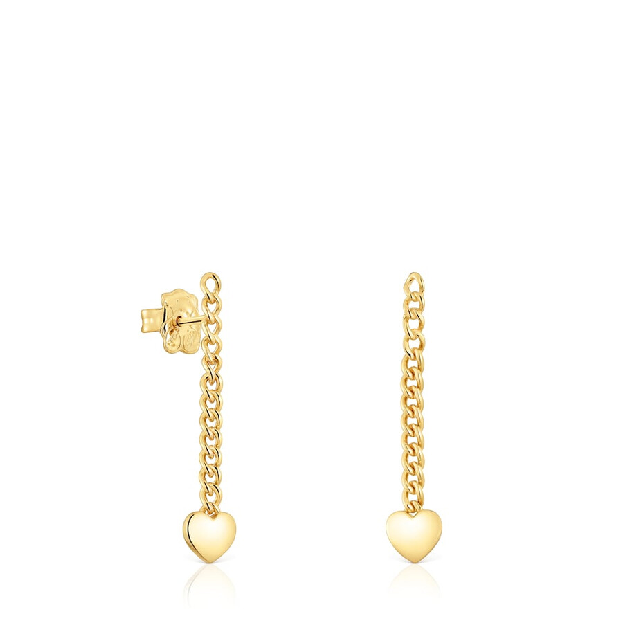 orecchini lunghi con cuore placcato in oro 18kt su argento con motivo audace