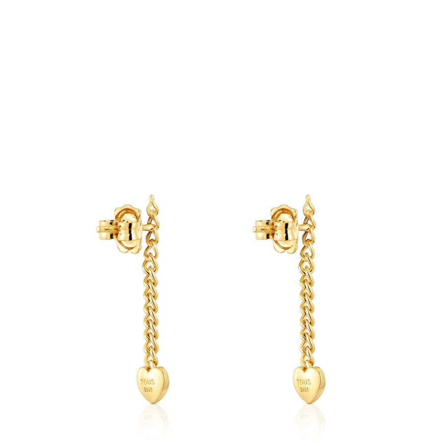 orecchini lunghi con cuore placcato in oro 18kt su argento con motivo audace