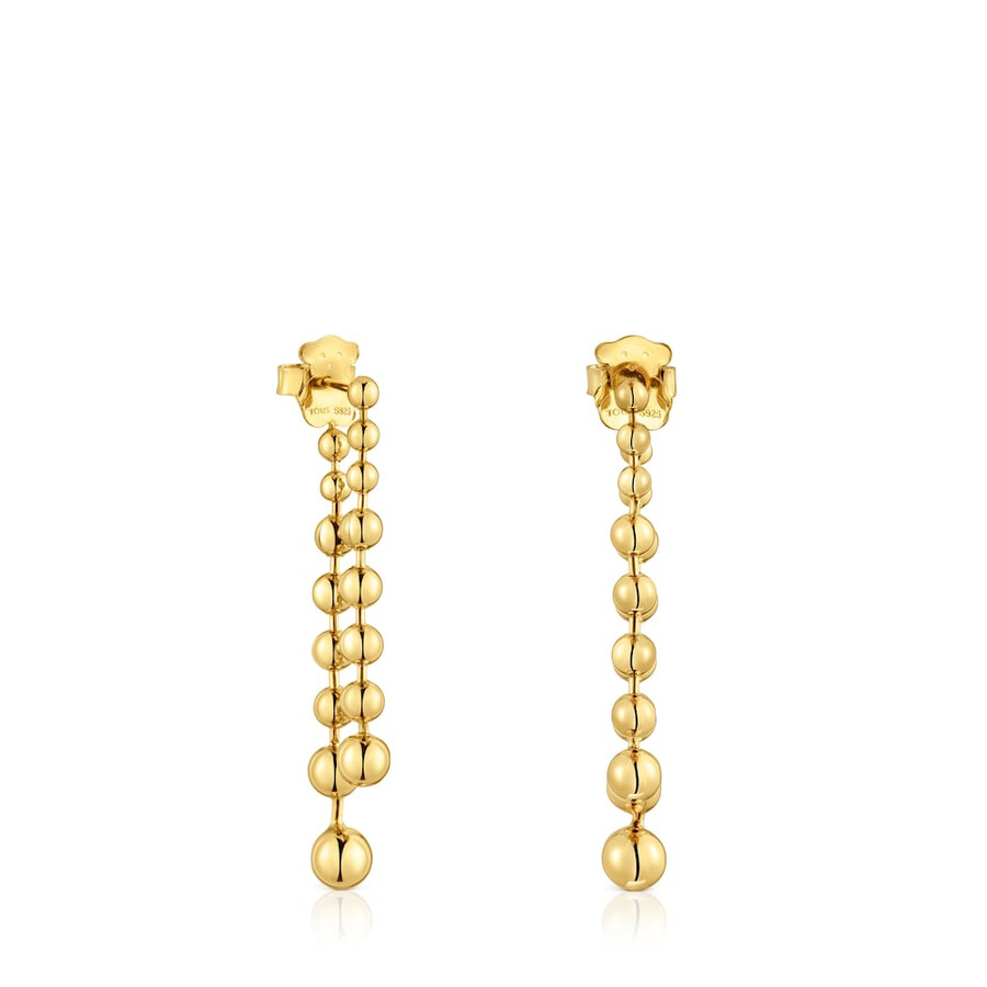 orecchini lunghi doppi con placcatura in oro 18kt su argento lucido