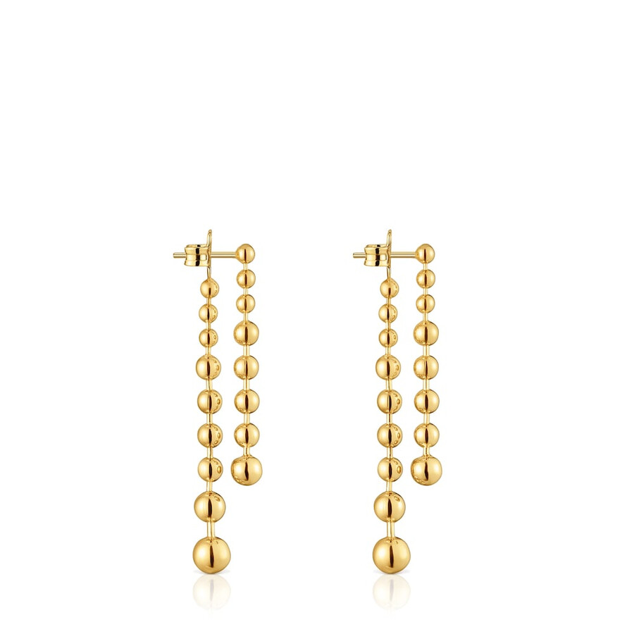orecchini lunghi doppi con placcatura in oro 18kt su argento lucido