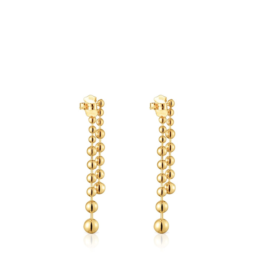 orecchini lunghi doppi con placcatura in oro 18kt su argento lucido