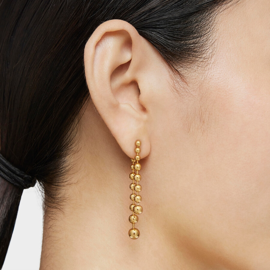orecchini lunghi doppi con placcatura in oro 18kt su argento lucido