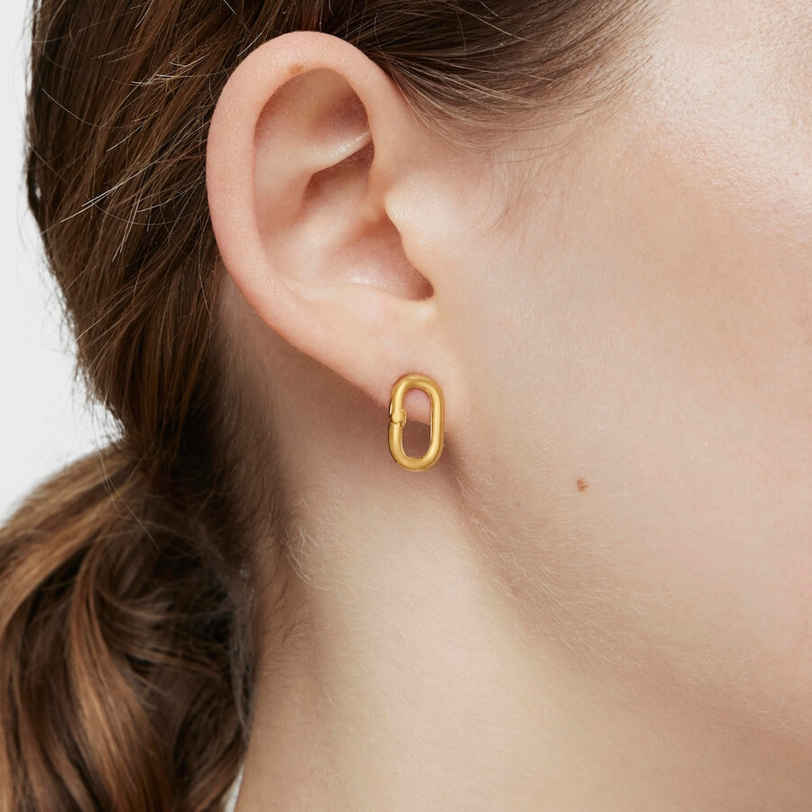 piccoli orecchini con placcatura in oro 18kt su argento hold oval