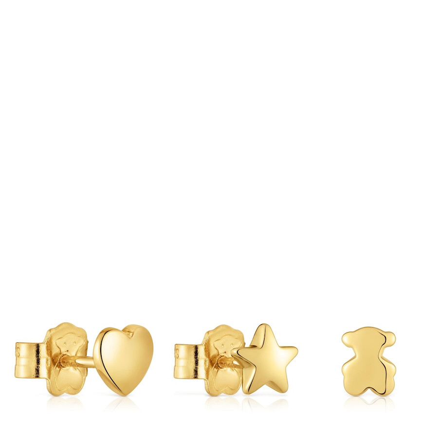 confezione da tre orecchini placcati in oro 18kt su argento con motivi bold motif
