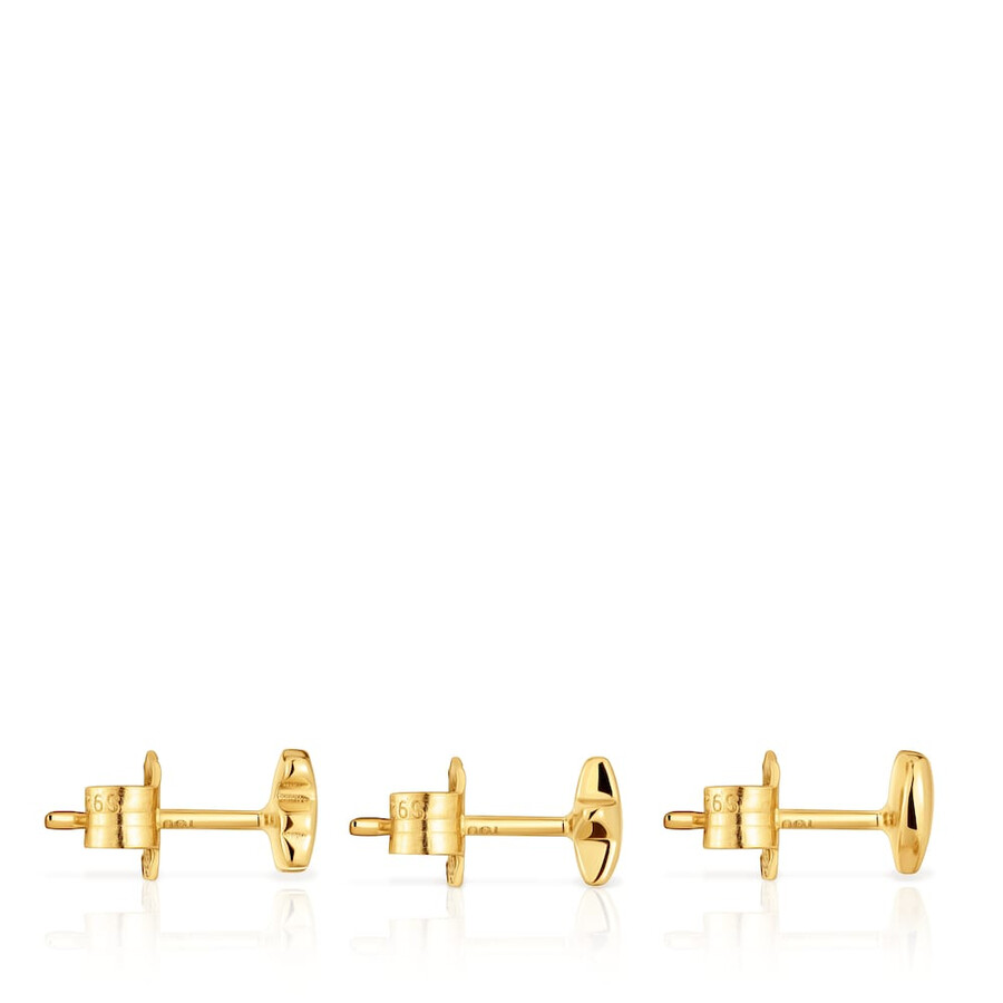 confezione da tre orecchini placcati in oro 18kt su argento con motivi bold motif