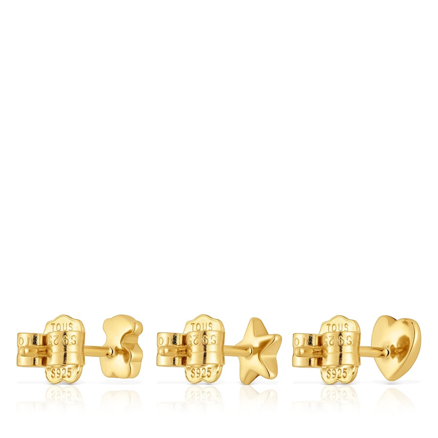 confezione da tre orecchini placcati in oro 18kt su argento con motivi bold motif