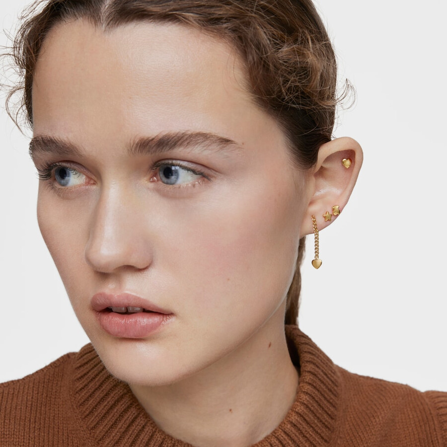 confezione da tre orecchini placcati in oro 18kt su argento con motivi bold motif
