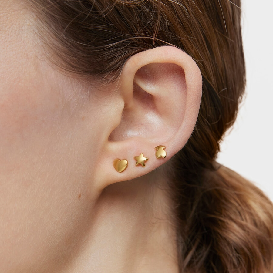 confezione da tre orecchini placcati in oro 18kt su argento con motivi bold motif